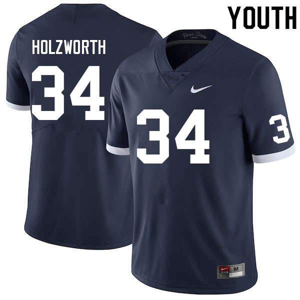 Youth #34 Tyler Holzworth Penn State Nittany Lions College Football Jerseys Sale-Retro - Click Image to Close